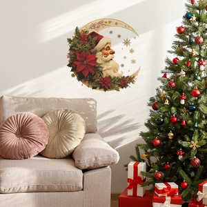 Adesivo murale di Natale con Babbo Natale e stelle di Natale per decorazioni