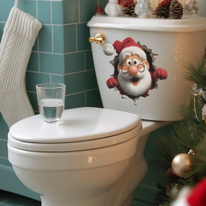 Sticker Mural 3D Père Noël Autocollant Décalcomanie en PVC pour Salle de Bain Salon Chambre Maison Décoration de Noël