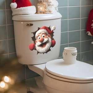 Christmas 3D Santa Claus Wall Sticker PVC Self-adhesive Removable Decal For Living Room Bathroom Window Festive Home Decor