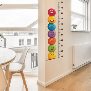 Cartoon emoji height growth chart wall sticker measuring 50-150cm for kids room decor