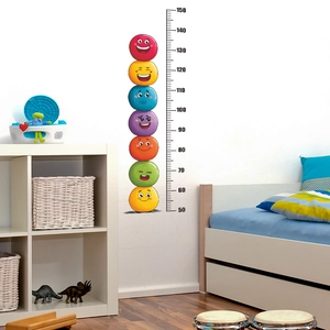 Colorful emoji wall sticker height chart for kids bedroom decor measuring 50cm to 150cm