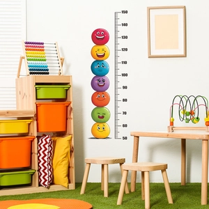 Cartoon Emoji Kids Height Growth Chart Wall Sticker Removable PVC Measuring Ruler Decal For Kids Room Bedroom Home Decor