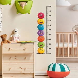 Colorful cartoon expression growth chart wall sticker for kids room measuring 50cm-150cm
