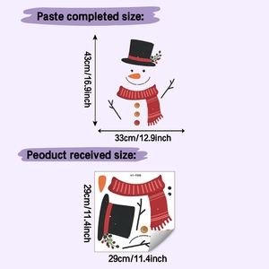Cute snowman wall stickers with dimensions for fridge or toilet holiday home decoration