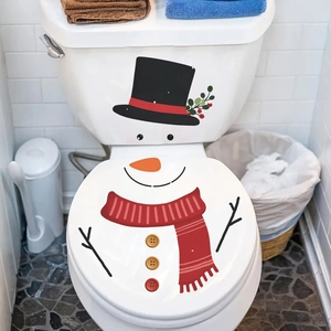 Cute snowman toilet wall stickers with red scarf and top hat for Christmas home decor