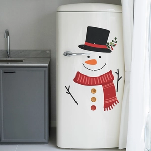 Cute Christmas snowman stickers for refrigerator and home decor with scarf and hat stickers