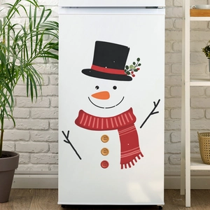 Cute snowman face decals with red scarf and hat for Christmas fridge or door decoration