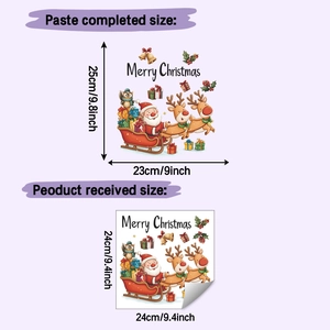 Christmas reindeer sleigh wall decal layout dimensions and sheet size comparison detail