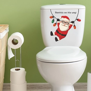 Christmas Santa Claus with fairy lights toilet seat cover sticker decoration
