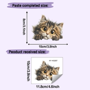 Detailed view of cute cat wall sticker with 8x10cm dimensions for switch decoration