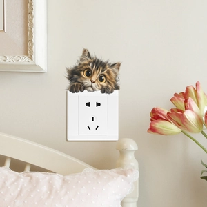 Realistic 3D kitten wall sticker for home decor featuring a cute brown tabby cat