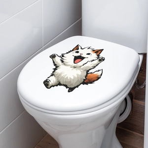Autocollant chat mignon de bande dessinée pour décoration de couvercle de toilette