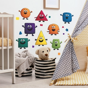 Colorful geometric cartoon face wall stickers for children's bedroom nursery decoration