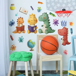 Cute cartoon dinosaurs wall stickers set for kids room bedroom home decor
