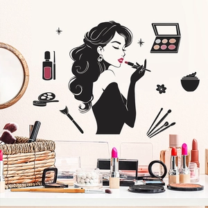 Creative Makeup Woman Silhouette Wall Sticker Beauty Salon Decor Removable PVC Decal For Bedroom Living Room Home Art