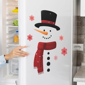 Adesivi murali pupazzo di neve di Natale con sciarpa rossa per decorazione casa
