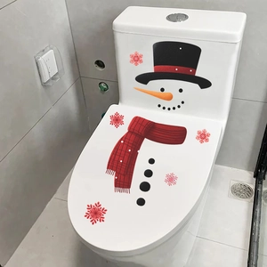 Adesivi murali pupazzo di neve di Natale con cappello e sciarpa per casa e bagno decor
