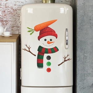 Christmas snowman wall decals set for home decor featuring red hat and striped scarf