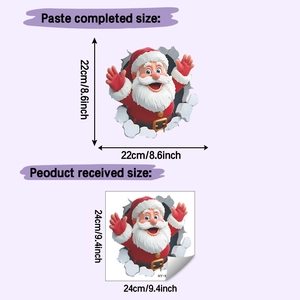 Comparaison de taille du sticker Père Noël 3D entre format reçu et format final