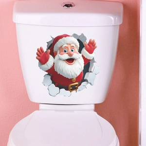 Sticker mural 3D Père Noël avec effet de percée créatif pour décoration de maison