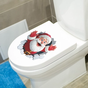 Sticker 3D Père Noël décoration de Noël créative pour couvercle de toilette