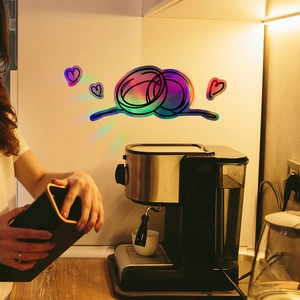 Self-adhesive rainbow holographic heart wall stickers for home bedroom decoration