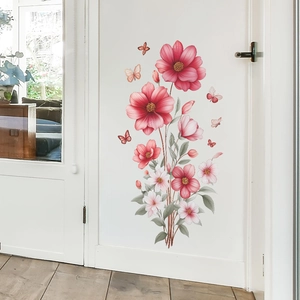 Adesivi Murali Fiori e Farfalle in PVC Autoadesivi Rimovibili Decalcomanie Floreali per Camera da Letto Bagno Soggiorno Decorazione Parete