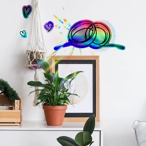 Holographic Rainbow Suncatcher Window Sticker Heart Ring Prism Decal DIY Glass Wall Decor For Home Bedroom Living Room