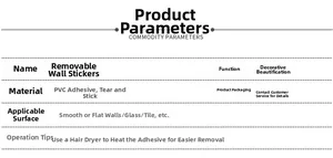 Detail specifications of removable PVC heart wall stickers for home decoration