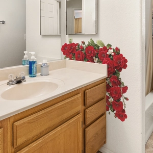 Self-adhesive red rose floral wall sticker for bedroom and bathroom home wall decor
