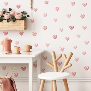 Pink Heart Wall Stickers For Bedroom Dormitory Home Decoration Self Adhesive PVC 3D Visual Effect Love Heart Decals For Girls Room