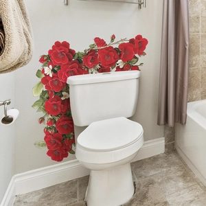 Romantic red rose wall stickers for living room and bedroom with self adhesive design