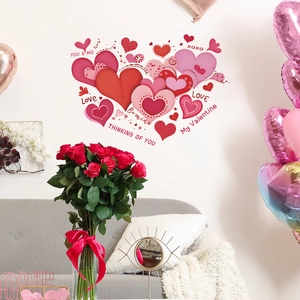 Romantic Valentine heart wall stickers with Love and Be Mine text for home bedroom decor