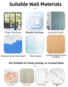 Surface suitability guide for dwarf wall stickers on glass, tile, and smooth wood surfaces