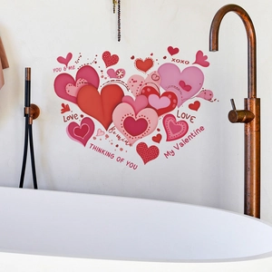Romantic red heart wall stickers for bedroom living room home decor self adhesive