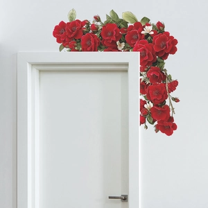 Romantic red flower wall sticker for door corners and home wall decoration stickers