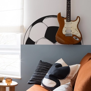 Minimalist black and white soccer wall sticker for modern living room and bedroom decor