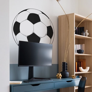 Minimalist black and white football wall sticker for modern home sports room decor