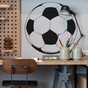 Minimalist black and white soccer wall sticker for modern home and bedroom decor