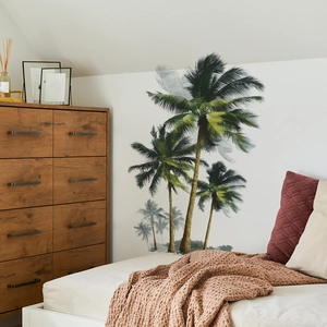 Tropical Palm Tree Wall Sticker Removable PVC Green Coconut Tree Decal For Bedroom Living Room Home Decoration Mural