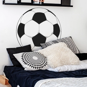 Minimalist large black and white soccer wall decal for bedroom or living room decoration