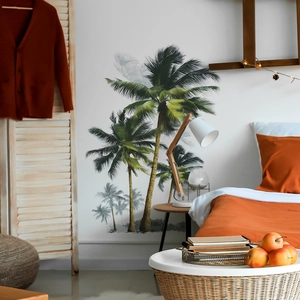 Tropical palm tree wall decals for modern bedroom decor with realistic green leaves