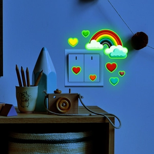Glow in the dark rainbow and heart wall stickers for kids bathroom and home decor