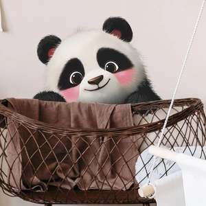 Adesivo murale panda carino per cameretta, decorazione autoadesiva su parete chiara