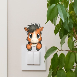 Simpatico Cartone Animato Cavallo Grandi Occhi Adesivo Interruttore PVC Impermeabile Removibile Adesivo da Parete Decorazione Casa