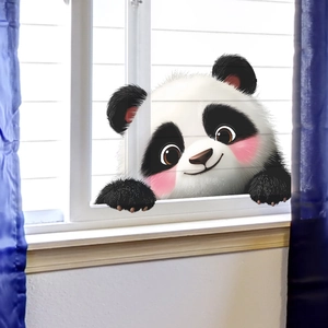 Simpatico Adesivo Murale Panda Cartone Animato Decalcomania in PVC Rimovibile Per Camera Dei Bambini Arredamento Casa