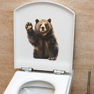 Self-adhesive cute brown bear wall sticker for home decor with realistic animal design