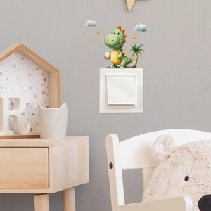 Sticker interrupteur dinosaure mignon et décalcomanies murales pour chambre d'enfant