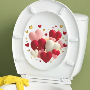 Romantic 3D heart-shaped self-adhesive stickers for bathroom toilet lid decoration