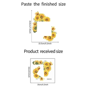 Detail of sunflower switch stickers showing layout and size for wall decoration